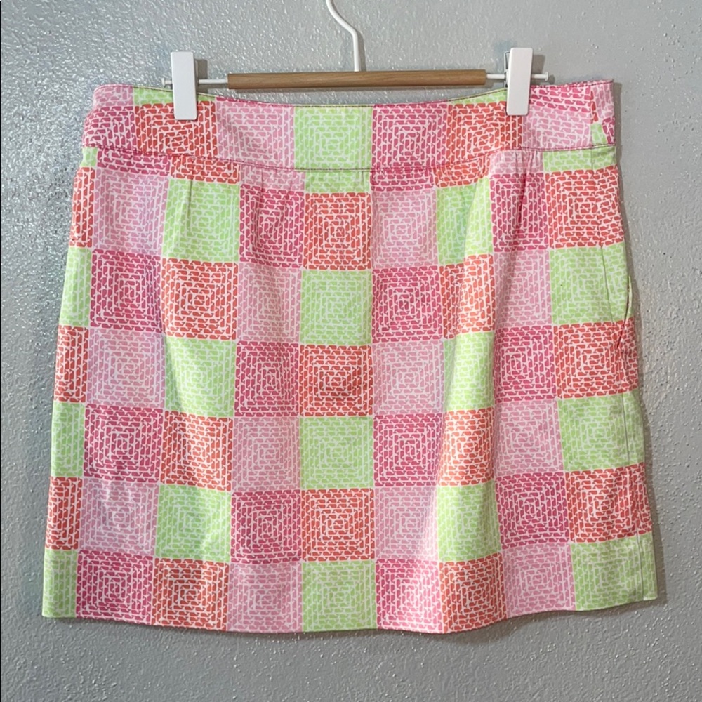 Vineyard Vines Patchwork Whales Skirt Sz 6 Pink Green Preppy Cotton Golf Tennis - Picture 3 of 10